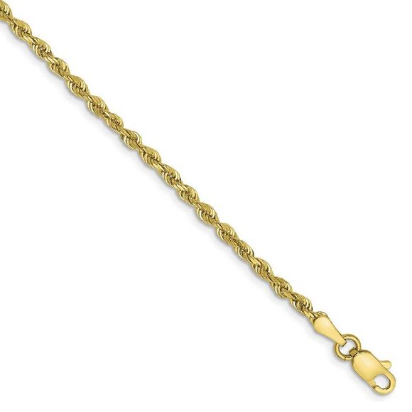 2.25mm 10k Yellow Gold D/C Quadruple Rope Chain Anklet, 9...